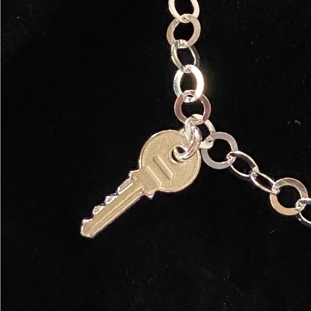 NWT Italian.925 Sterling Silver 3.5mm Rolo Chain Anklet w/Key & Lock Charms! - Picture 5 of 7